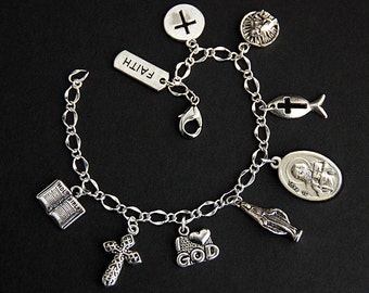 Saint Peter Bracelet. St Paul Christian Bracelet. Catholic Charm Bracelet. Christian Jewelry. Religious Bracelet. Handmade Jewelry.