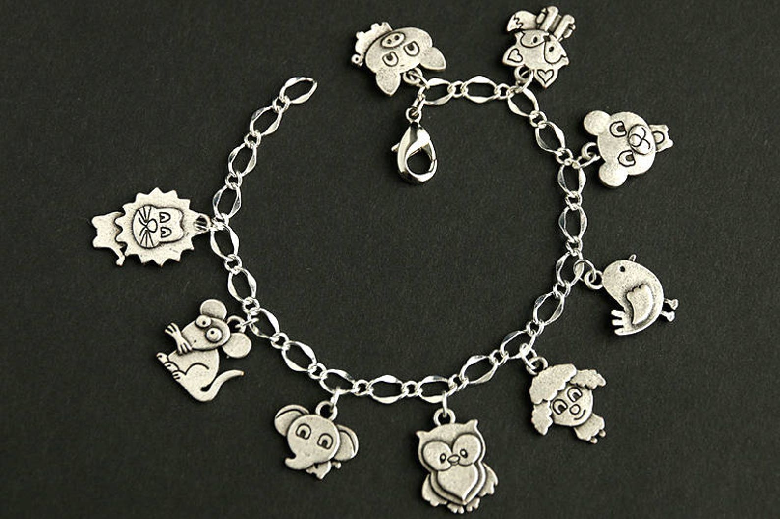Animal Bracelet. Baby Animals Charm Bracelet. Cartoon Etsy