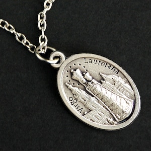 Our Lady of Loreto Necklace. Christian Necklace. Saint Medal Necklace. Catholic Charm Necklace. Christian Jewelry. Religious Necklace.