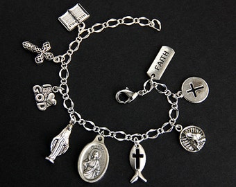 Saint Lucy Bracelet. Christian Bracelet. St Lucy Catholic Charm Bracelet. Catholic Jewelry. Religious Bracelet. Handmade Jewelry