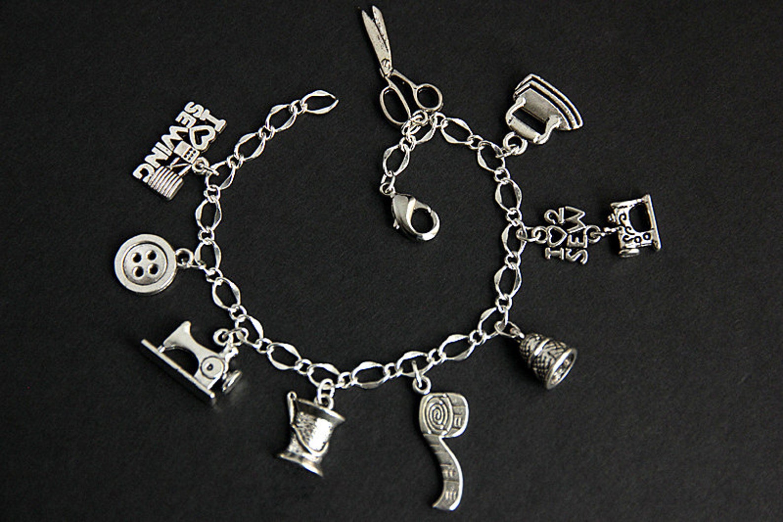 Sewing Bracelet. Seamstress Charm Bracelet. Craft Bracelet. Etsy
