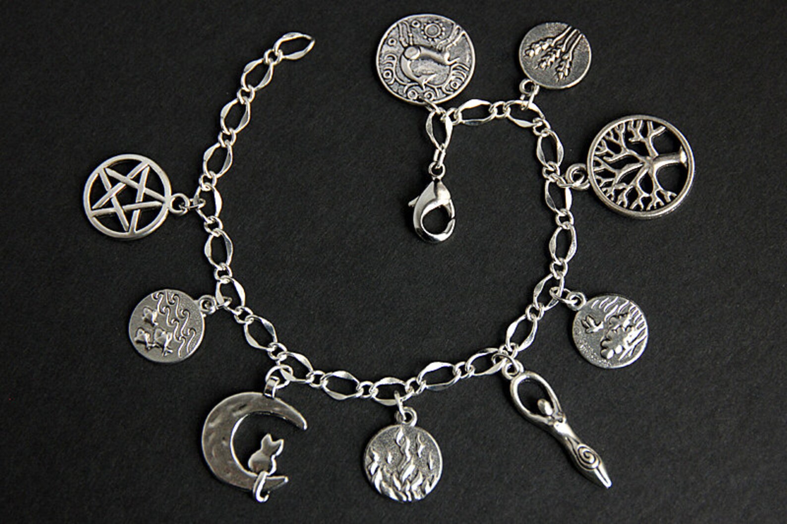 Pagan Bracelet. Earth Religion Charm Bracelet. Wicca Bracelet. Etsy