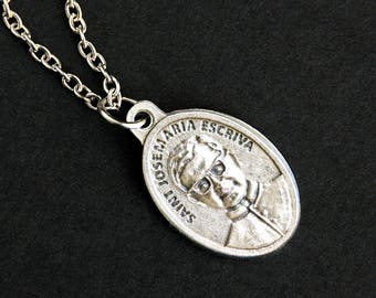Saint Josemaria Escriva Necklace. Catholic Necklace. St Jose Maria Escriva Medal Necklace. Patron Saint Necklace. Catholic Jewelry.