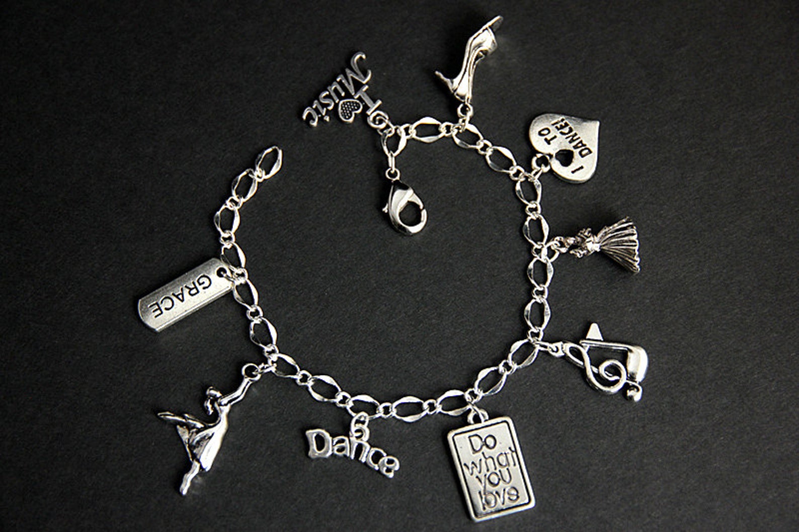 Dance Bracelet. Dance Charm Bracelet. Dancing Bracelet. Silver Etsy