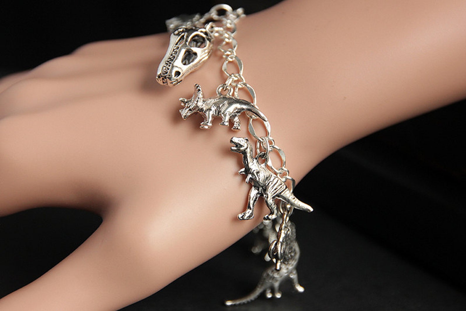 Dinosaur Bracelet. Paleontology Charm Bracelet. Dinosaur Lover Etsy