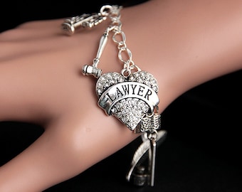 Lawyer Bracelet. Charm Bracelet. Attorney Bracelet. Law Bracelet. Law Student Gift. Silver Bracelet. Handmade Jewelry.