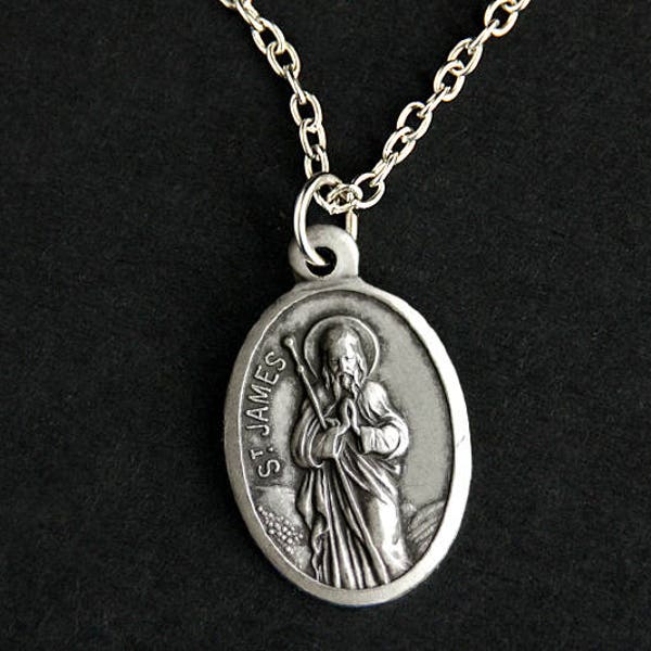 Saint James Necklace. Catholic Necklace. St James Medal Necklace. Patron Saint Necklace. Christian Jewelry. Religious Necklace.