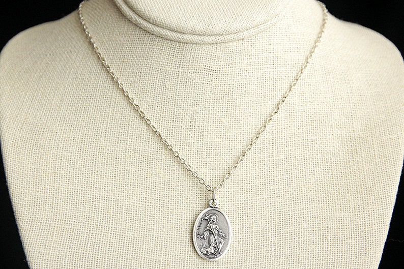 Saint Roch Necklace. Catholic Saint Necklace. St Roch Saint Medal Necklace. Patron Saint Necklace. Christian Jewelry. Religious Necklace. image 3
