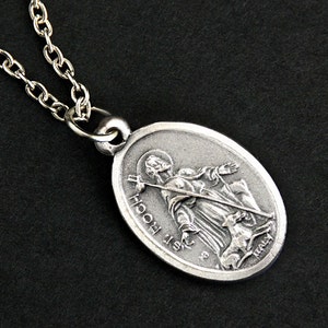 Saint Roch Necklace. Catholic Saint Necklace. St Roch Saint Medal Necklace. Patron Saint Necklace. Christian Jewelry. Religious Necklace. image 1