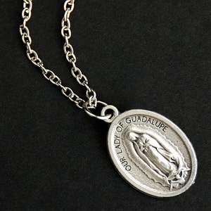 Our Lady of Guadalupe Necklace. Christian Necklace. Saint Medal Necklace. Catholic Charm Necklace. Christian Jewelry. Religious Necklace.