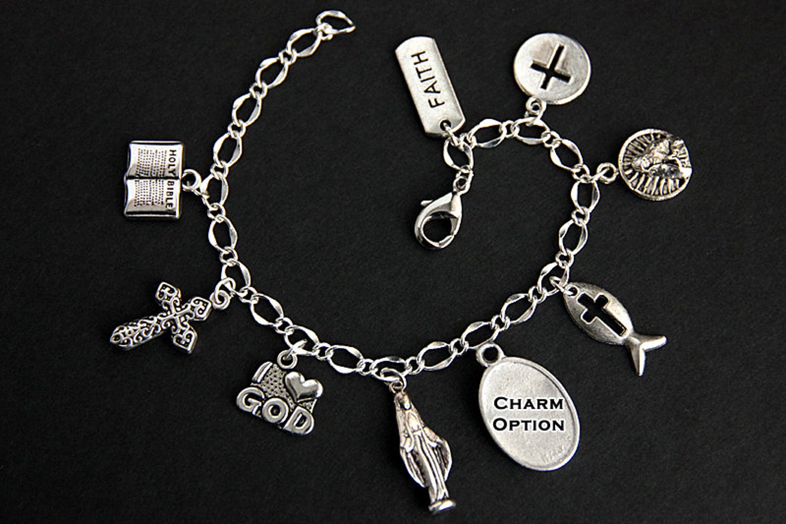 Religious Bracelet. Catholic Charm Bracelet. Christian Etsy