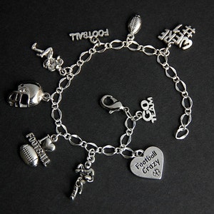 Football Bracelet. Football Charm Bracelet. Football Lover Sports Bracelet. Silver Bracelet. Sports Jewelry. Handmade Jewelry image 4