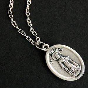 Saint Dymphna Necklace. Catholic Saint Necklace. St Dymphna Medal Necklace. Patron Saint Necklace. Christian Jewelry. Religious Necklace.