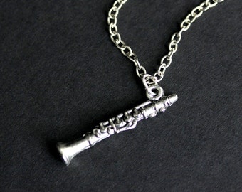 Clarinet Necklace. Musical Instrument Charm Necklace. Music Necklace. Silver Necklace. Music Jewelry. Handmade Necklace.