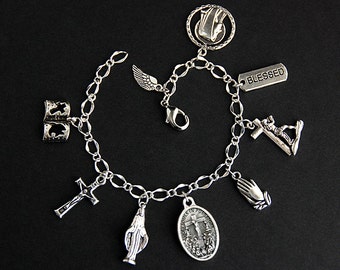 Holy Souls in Purgatory Bracelet. Catholic Bracelet. Purgatory Charm Bracelet. Catholic Jewelry. Religious Bracelet. Handmade Jewelry.