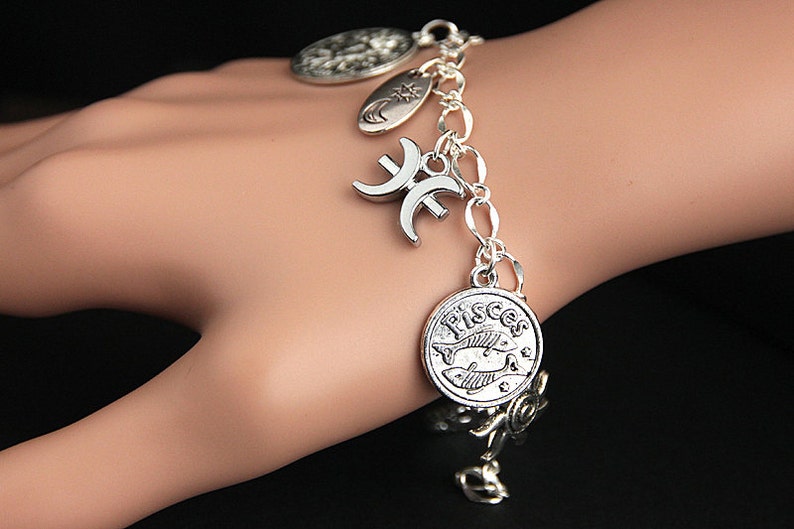 Pisces Bracelet. Pisces Charm Bracelet. Zodiac Bracelet. Sun Etsy