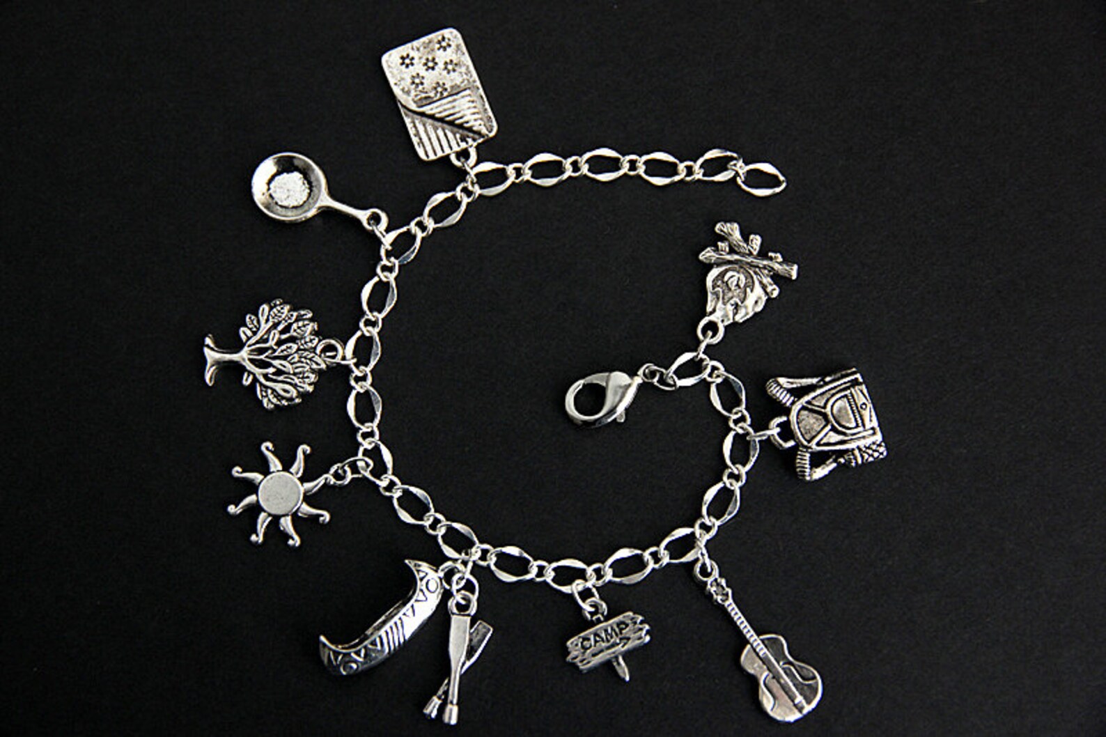 Camping Bracelet. Summer Camp Charm Bracelet. Camp Bracelet. Etsy