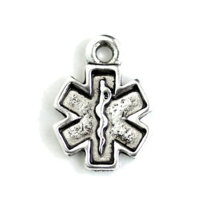 Diabetes Charm.  Diabetic Charm. Double Sided Diabetes Add-On Charm for Charm Bracelet or Charm Necklace. Silver Plated Charm. 16mm x 13mm