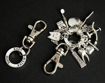 Key Chain. Affirmation Key Ring. Build Your Own Keychain with Lobster Clasp. Silver Plated Key Ring.