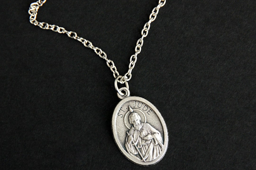 Saint Jude Necklace. Catholic Necklace. St Jude Saint Medal Necklace. Patron Saint Necklace