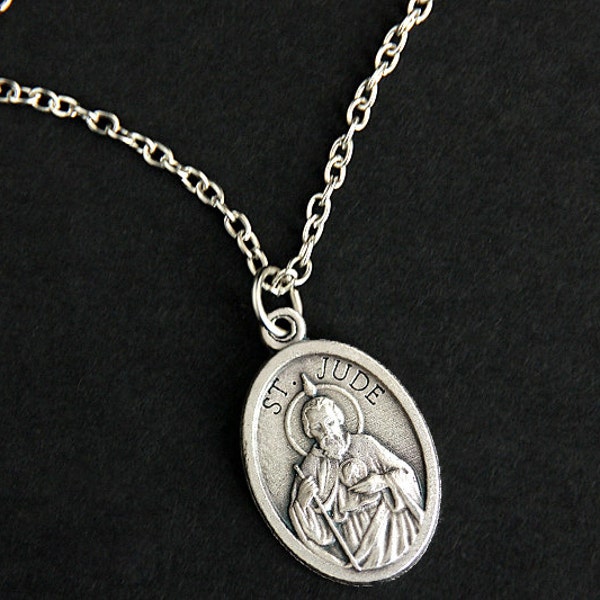 Saint Jude Necklace. Catholic Necklace. St Jude Saint Medal Necklace. Patron Saint Necklace. Christian Jewelry. Religious Necklace.