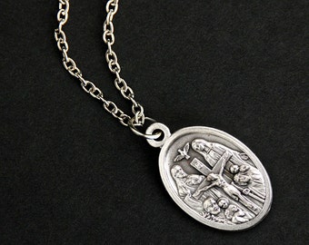 I Am A Catholic Necklace. Catholic Saint Necklace. Catholic Medal Necklace. Catholic Emergency Charm Necklace. Catholic Jewelry.