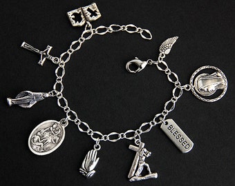 Saint Martin Bracelet. Catholic Bracelet. St Martin Caballero Charm Bracelet. Christian Jewelry. Religious Bracelet. Handmade Jewelry.