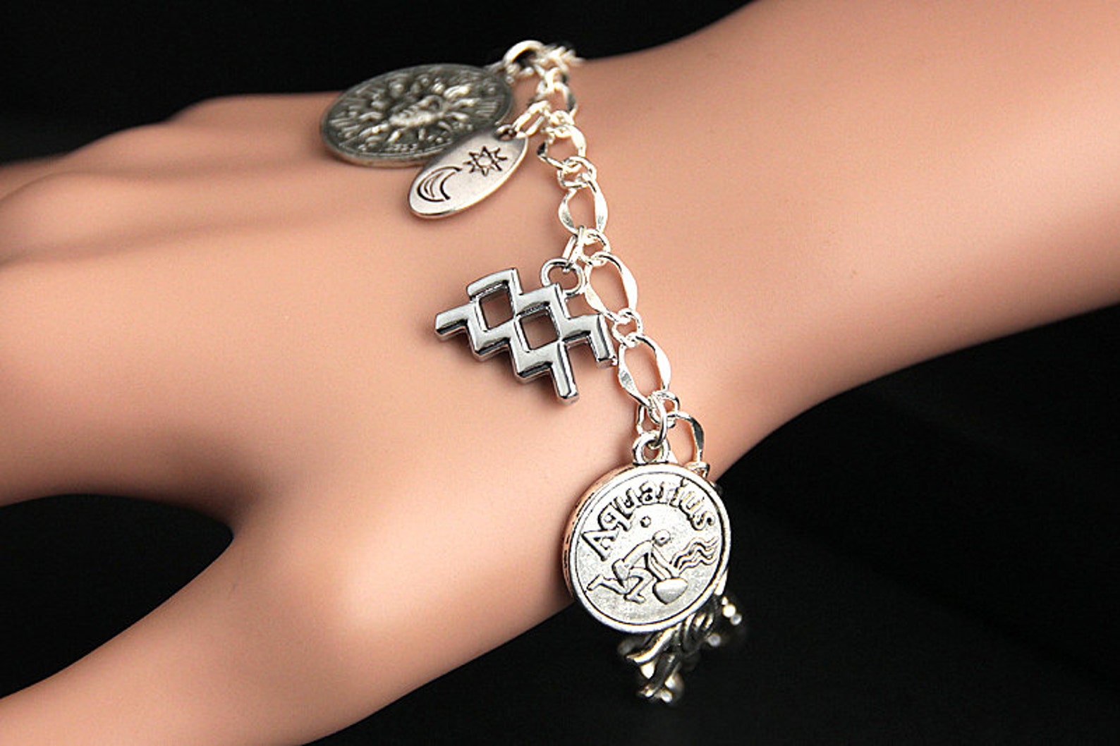Aquarius Bracelet. Aquarius Charm Bracelet. Zodiac Bracelet. Etsy