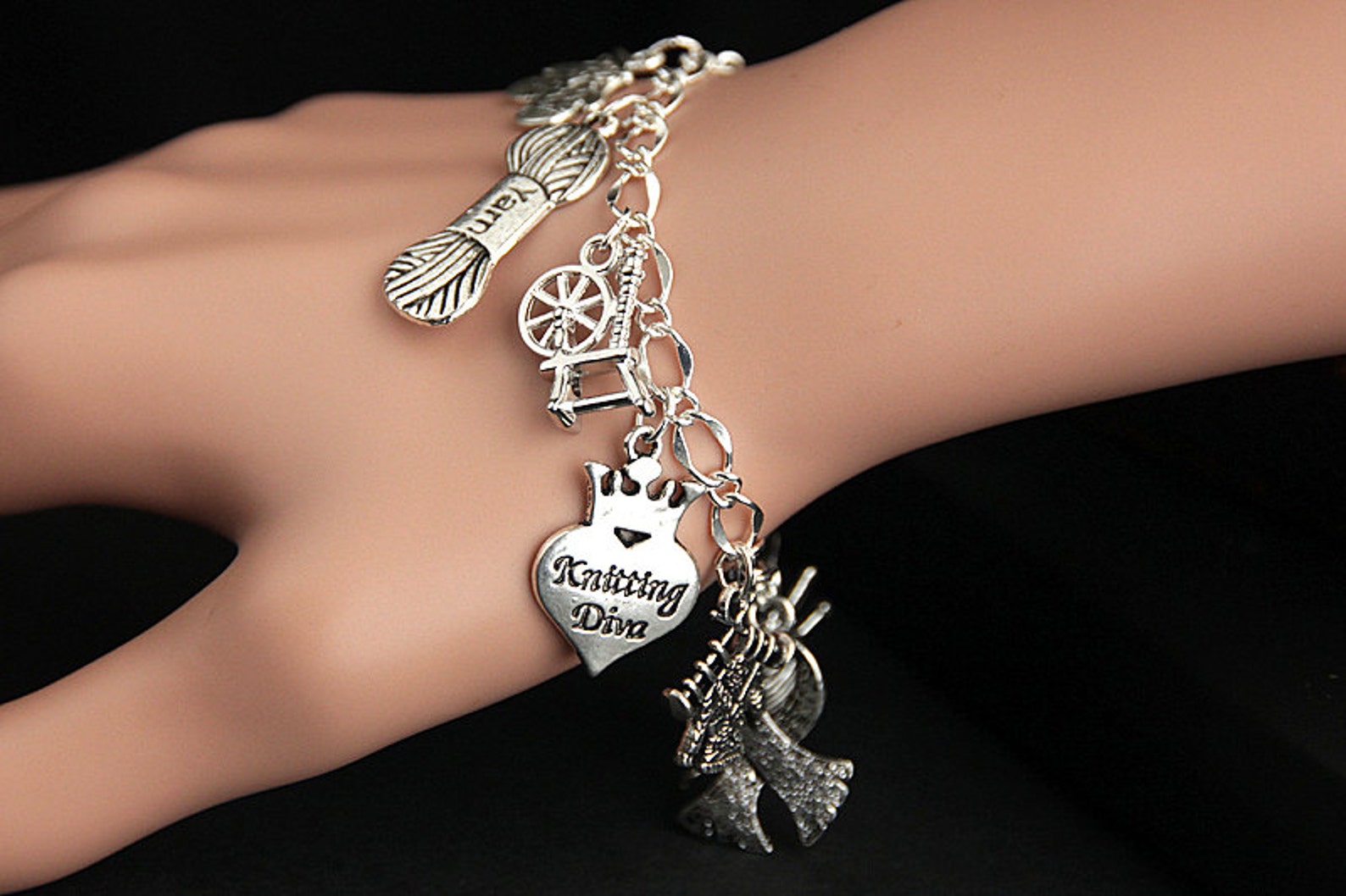 Knitting Bracelet. Knitting Charm Bracelet. Craft Bracelet. Etsy