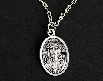 Ecce Homo Necklace. Christian Necklace. Ecce Homo Medal Necklace. Patron Saint Necklace. Catholic Jewelry. Religious Necklace.