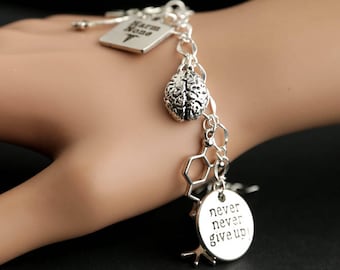 Psychologist Bracelet. Medical Psychiatrist Charm Bracelet. Therapist Bracelet. Counselor Bracelet. Silver Bracelet. Handmade Jewelry.