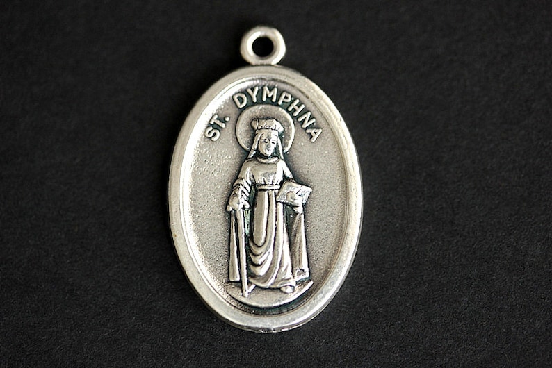 Saint Dymphna Necklace. Catholic Saint Necklace. St Dymphna Medal Necklace. Patron Saint Necklace. Christian Jewelry. Religious Necklace. image 2