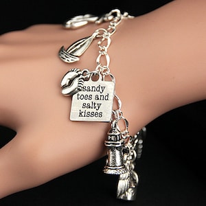 Lighthouse Bracelet.  Beach Charm Bracelet. Beach Bracelet. Silver Charm Bracelet. Handmade Jewelry.
