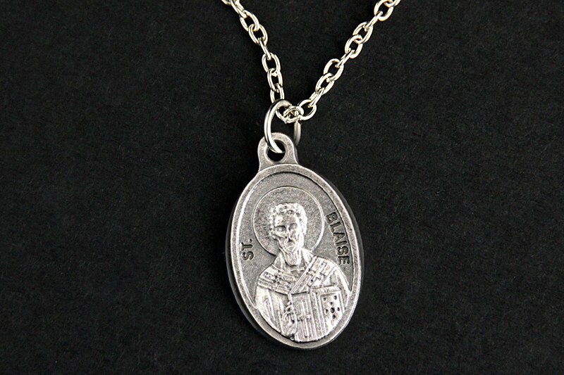 Saint Blaise Necklace. Catholic Saint Necklace. St Blaise Medal Necklace. Patron Saint Necklace. Catholic Jewelry. Religious Jewelry.