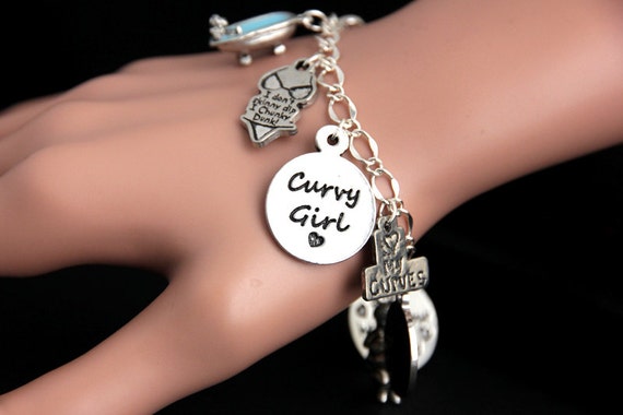 Curvy Girl Bracelet. Love Your Body Charm Bracelet. Plus Size