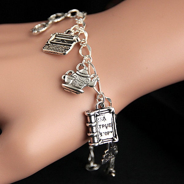 Librarian Bracelet.  Librarian Charm Bracelet. Education Bracelet. Silver Charm Bracelet. Librarian Jewelry. Handmade Jewelry