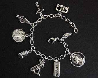 Saint Benedict Bracelet. Catholic Bracelet. St Benedict Charm Bracelet. Christian Jewelry. Religious Bracelet. Handmade Jewelry.