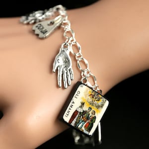 Tarot Bracelet. The Lovers Charm Bracelet. Divination Bracelet. Silver Bracelet. Gli Amanti Bracelet. Tarot Jewelry. Metaphysical Jewelry.