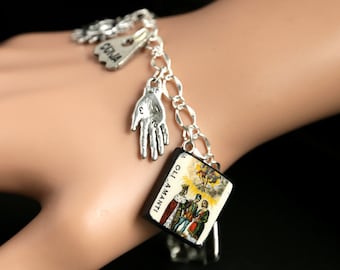 Tarot Bracelet. The Lovers Charm Bracelet. Divination Bracelet. Silver Bracelet. Gli Amanti Bracelet. Tarot Jewelry. Metaphysical Jewelry.