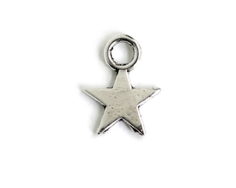 Tiny Star Charm.  Silver Star Charm. Add On Charm for Bracelet Charm or Necklace Charm. Silver Plated Charm. 11mm x 8 mm