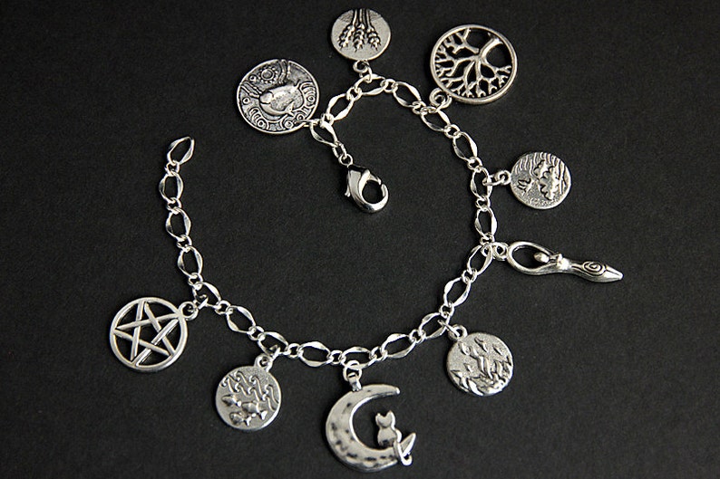 Pagan Bracelet. Earth Religion Charm Bracelet. Wicca Bracelet. Etsy
