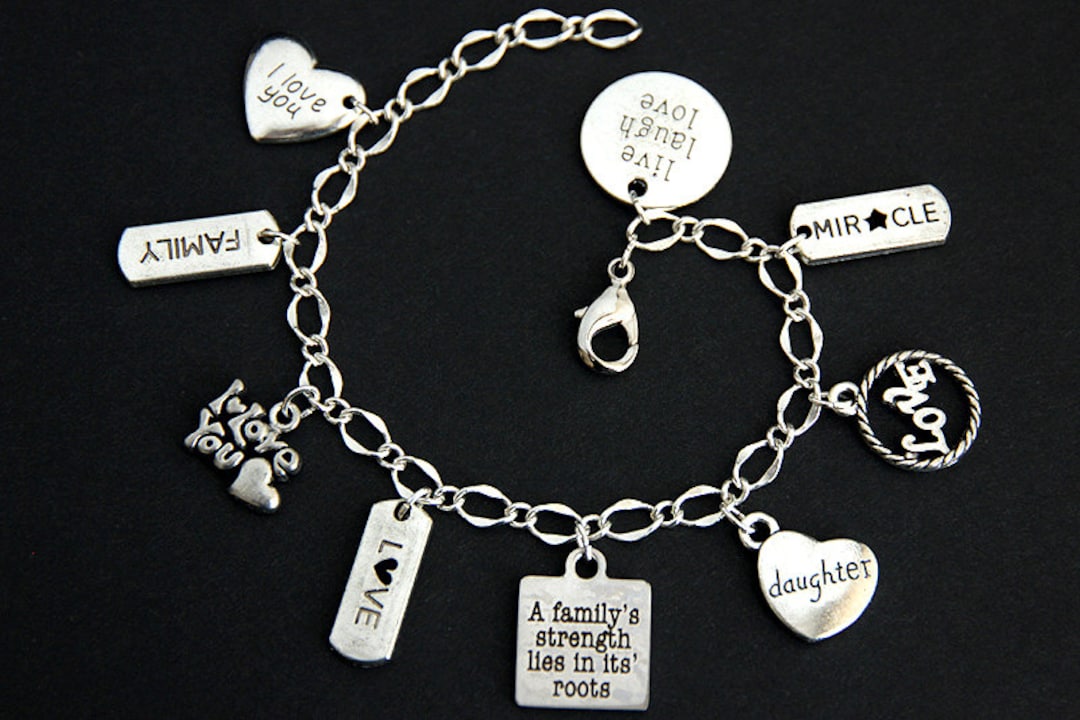 Daughter Bracelet. Family Tree Charm Bracelet. Family Bracelet. Silver Bracelet. Family Jewelry