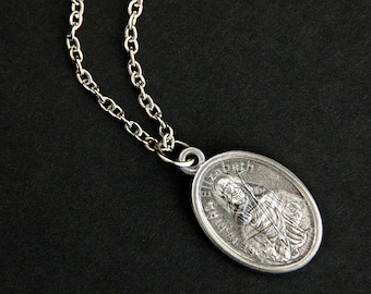 Saint Elizabeth Necklace. Catholic Necklace. St Elizabeth Medal Necklace. Patron Saint Necklace. Christian Jewelry. Religious Necklace.