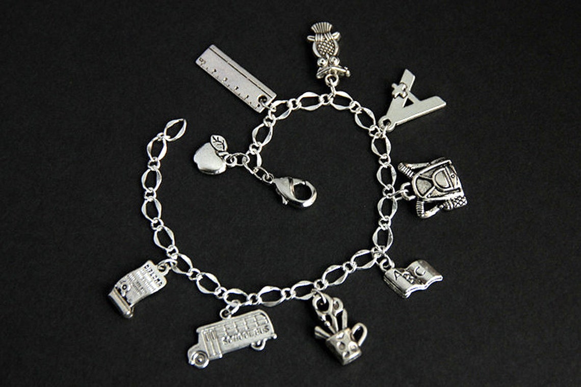 School Bracelet. School Charm Bracelet. Education Bracelet. | Etsy