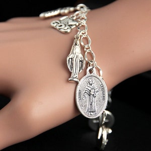 Saint Leonard Bracelet. Catholic Bracelet. St Leonard Charm Bracelet. Catholic Jewelry. Religious Jewelry. Handmade Jewelry.