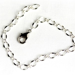 Just the Chain. Silver Plated Charm Bracelet Chain. Build Your Own Bracelet. Silver Bracelet Chain with Lobster Clasp.