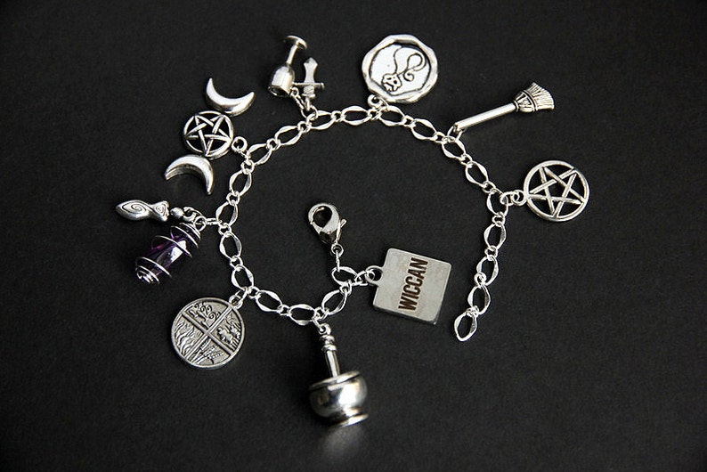 Wicca Bracelet. Witch Charm Bracelet. Wiccan Bracelet. Witch Etsy
