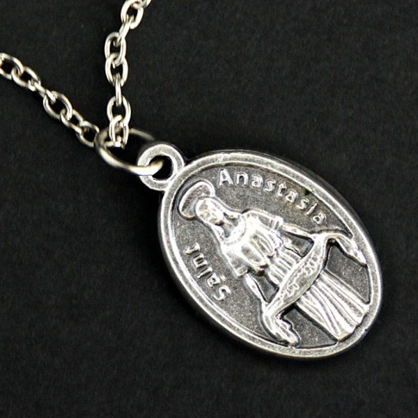Saint Anastasia Necklace. Christian Necklace. St Anastasia Medal Necklace. Patron Saint Necklace. Catholic Jewelry. Religious Necklace.