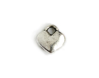 Tiny Heart Charm. Solid Heart Charm. Silver Heart Charm. Add On Charm for Charm Bracelet or Charm Necklace. Silver Plated Charm. 7mm x 7mm