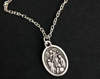 Queen of the Most Holy Rosary Necklace. Catholic Necklace. Catholic Medal Necklace. Christian Jewelry. Religious Necklace.